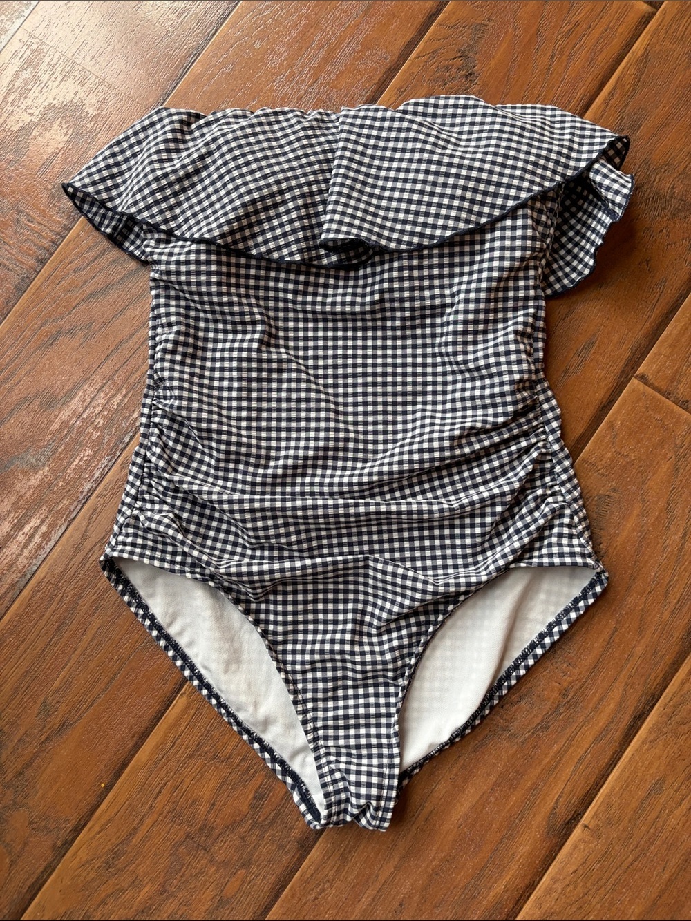 Kona Sol Black & White Gingham One-Piece Swimsuit